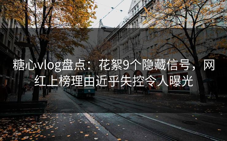 糖心vlog盘点：花絮9个隐藏信号，网红上榜理由近乎失控令人曝光
