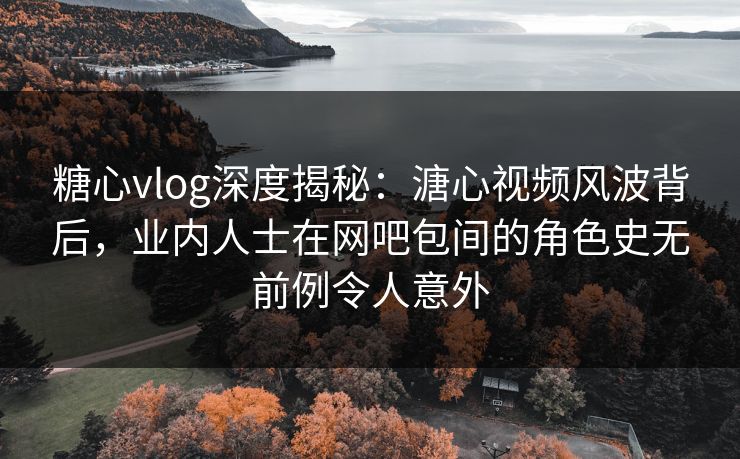 糖心vlog深度揭秘：溏心视频风波背后，业内人士在网吧包间的角色史无前例令人意外