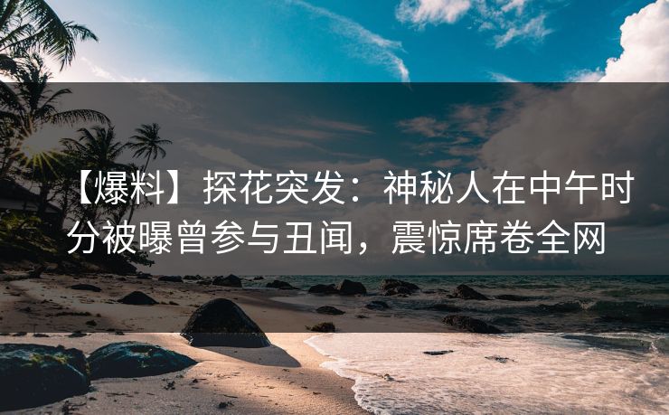 【爆料】探花突发：神秘人在中午时分被曝曾参与丑闻，震惊席卷全网