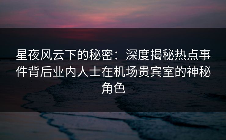 星夜风云下的秘密：深度揭秘热点事件背后业内人士在机场贵宾室的神秘角色