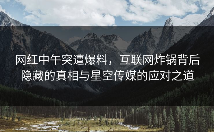 网红中午突遭爆料，互联网炸锅背后隐藏的真相与星空传媒的应对之道
